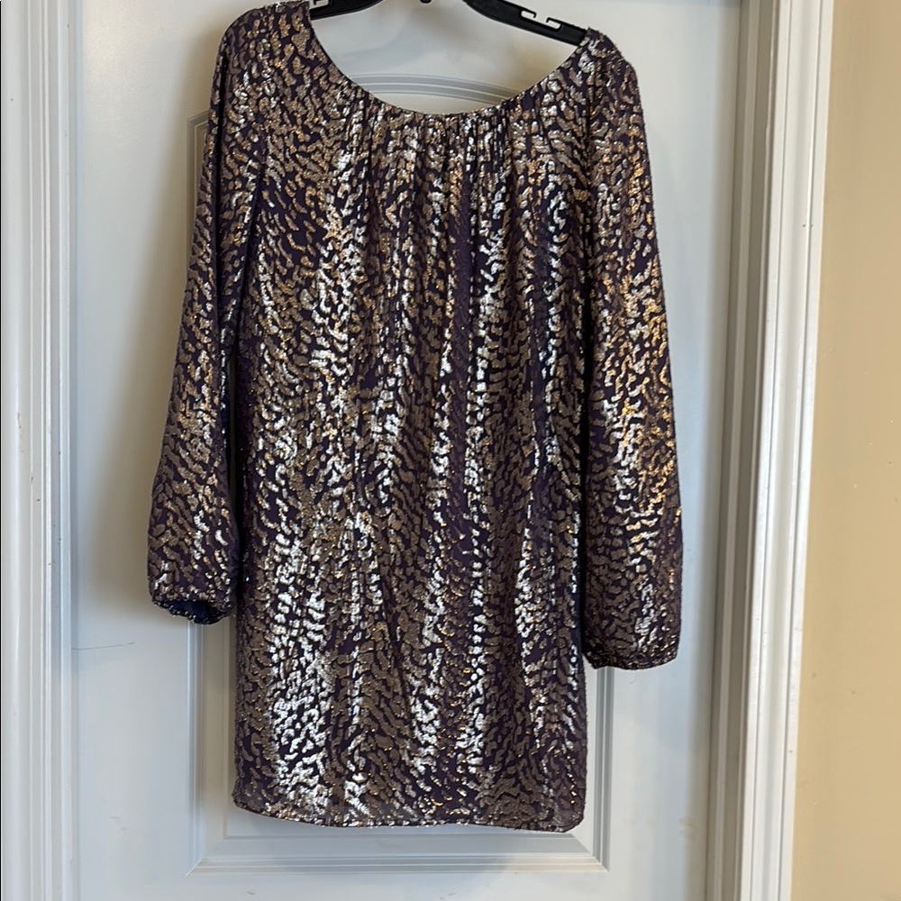 Shoshanna Black and Gold Long Sleeve Dress